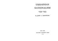 Ukrainian Nationalism 1939-1945