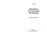 Bibliographie Der Bukowina